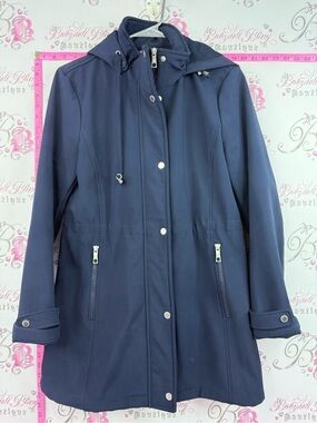 Nautica jacket coat silver studs Navy Hooded Snap-Front Coat